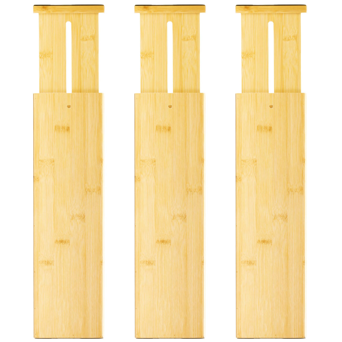 VaeFae 6-Pack Adjustable Bamboo Drawer Dividers, Expandable Drawer Organizer for Kitchen Utensils, Clothes, Bathroom, Office – Fits Drawer Interiors 16.6" to 21.8"