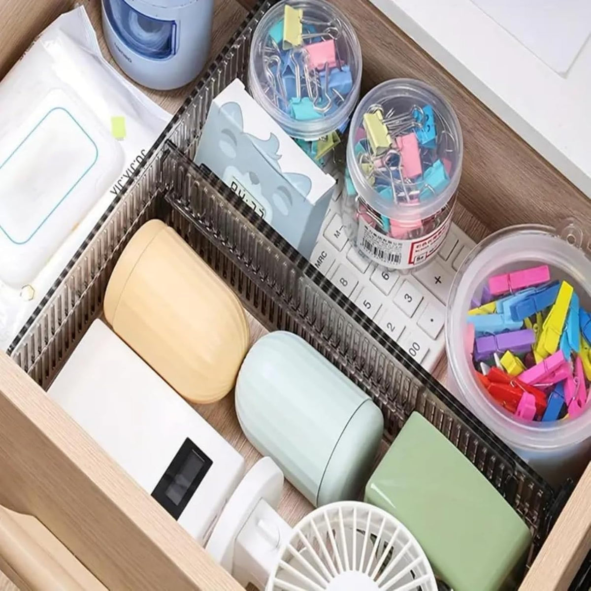 2 PCS Adjustable Drawer Dividers for Underwear and Socks, Expandable Plastic Partition Organizers