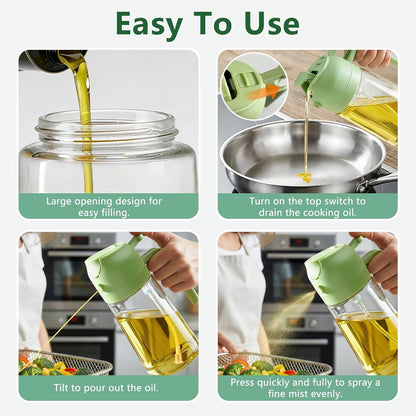 Oil Sprayer for Cooking, 2-in-1 Oil Mister & Dispenser Bottle for Air Fryer, Salad, BBQ, Kitchen Gadgets Accessories, 2 Pack