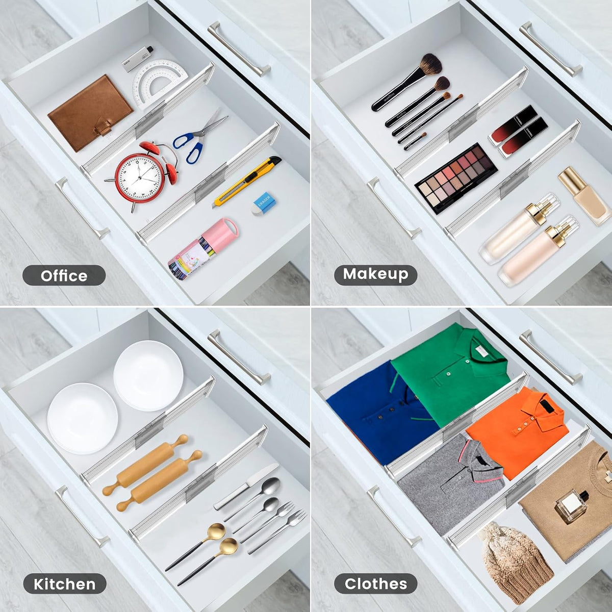 8 Pack 6" Adjustable Drawer Dividers, Expandable 12-20"