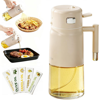 23.7oz /700ML Glass Olive Oil Sprayer for Cooking, 2-in-1 Oil Dispenser Bottle for Kitchen, Air Fryer, Salad, BBQ, Food Grade Spray Bottle with Portion Control