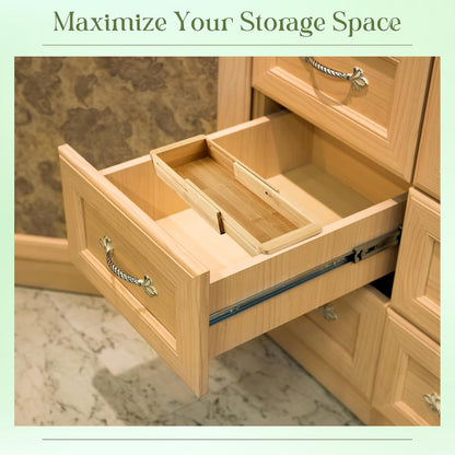 LemonRoad 1 Pcs Sliding Drawer Organizer Bamboo, Wood, 12.4-17.7 Inch