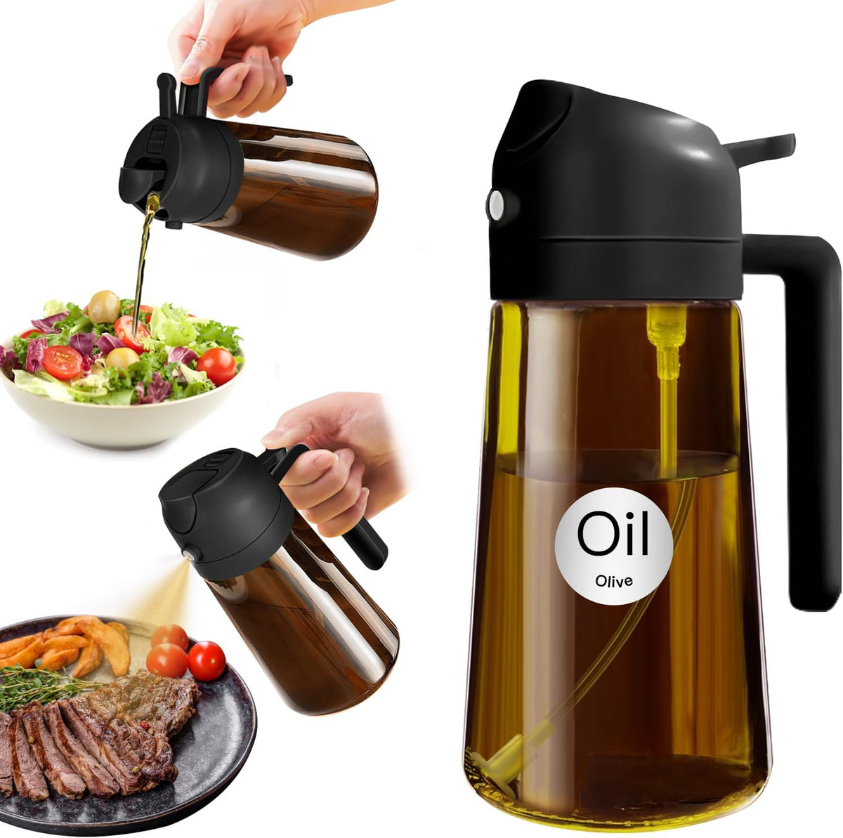 YARRAMATE 16oz/470ml Light Blocking Oil Sprayer for Cooking (Black)