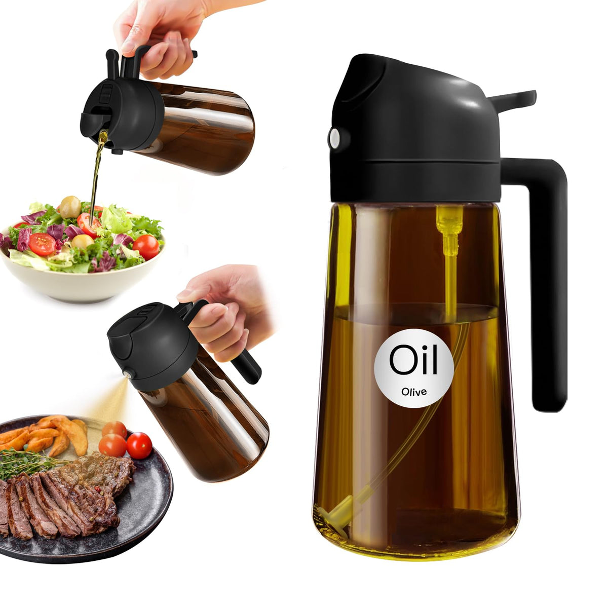 YARRAMATE 16oz/470ml Light Blocking Oil Sprayer for Cooking (Black)