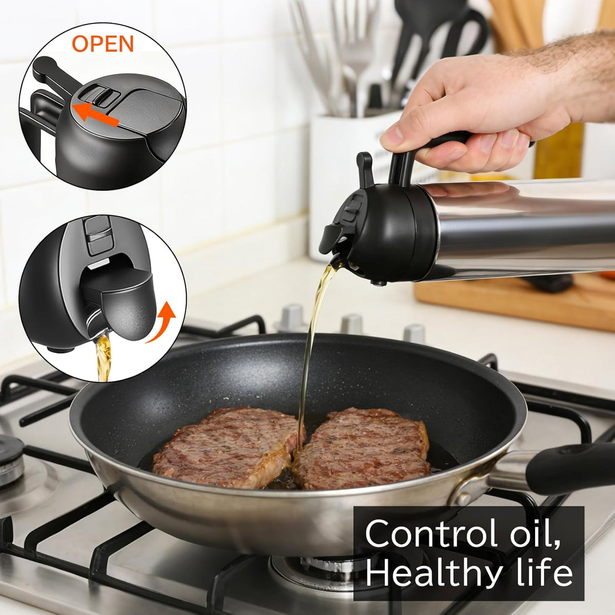 moniko Olive Oil Sprayer for Cooking, Olive Oil Dispenser Bottle, Stainless