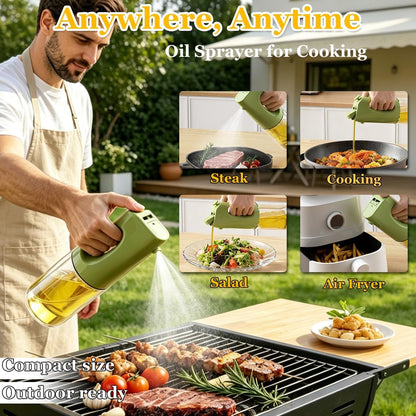 No Leak Oil Sprayer for Cooking – 2 in 1 Glass Oil Mister & Dispenser Bottle with Lockable Drip-Free Nozzle, Clog-Free Fine Mist for Air Fryer, Salad, BBQ, Baking – Durable Kitchen Gadget