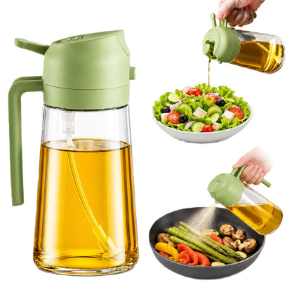 Oil Sprayer for Cooking, 16oz/470ml 2-in-1 Glass Olive Oil Dispenser