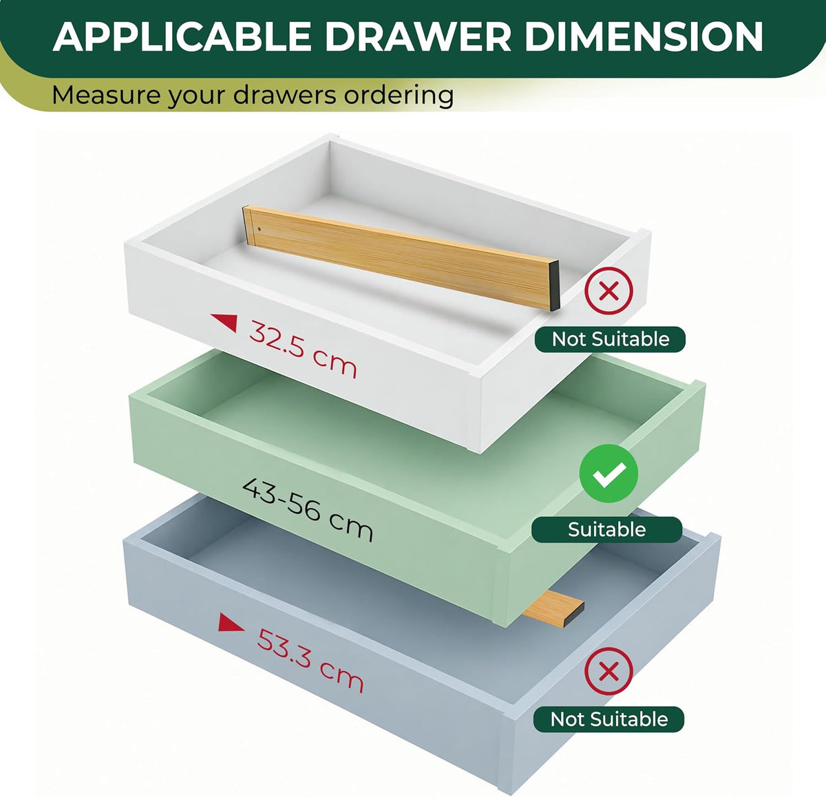 6 Pack Deep Drawer Dividers - 17-22 Inch Deep Expandable Drawer Organizer Set - Spring Loaded Large Drawer Dividers for Kitchen, Bedroom, Closet, Office anywhere in daily life
