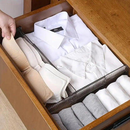 2 PCS Adjustable Drawer Dividers for Underwear and Socks, Expandable Plastic Partition Organizers