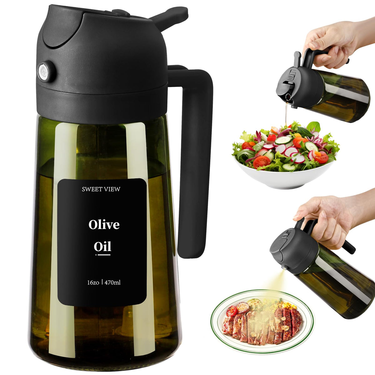SWEET VIEW Olive Oil Sprayer for Cooking 16oz/470ml