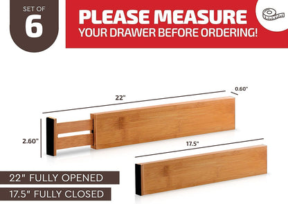 6-Pack Drawer Dividers 2.6-Inch High Dresser Drawer Organizer 16 to 22 Inch