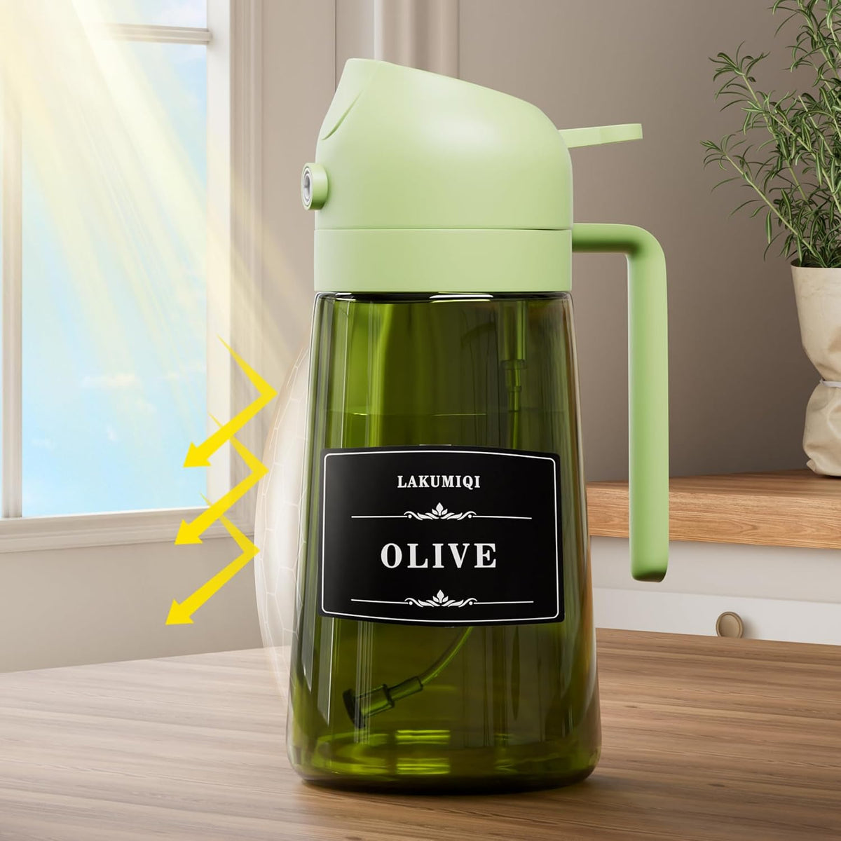 Oliver Oil Sprayer Dispenser for Cooking Bottle 16oz Green Glass Green