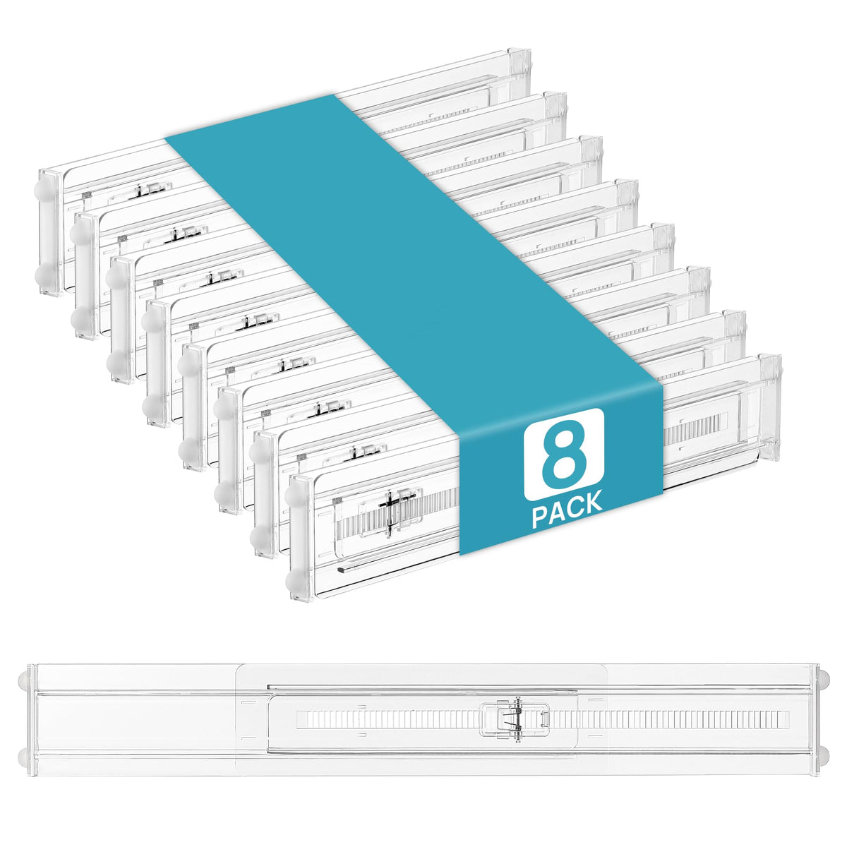 Vtopmart 4 Pack Drawer Dividers for Clothes, 4" High 10.2"-16.5" Adjustable Expandable Dresser Drawer Organizer, Clear Plastic Separators for Dresser, Baby Clothing, Underwear, Cosmetic, Toiletries