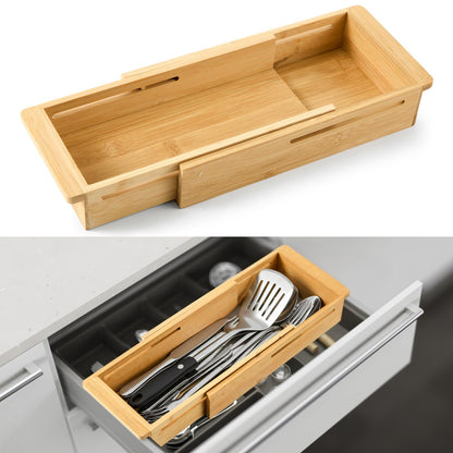 LemonRoad 1 Pcs Sliding Drawer Organizer Bamboo, Wood, 12.4-17.7 Inch