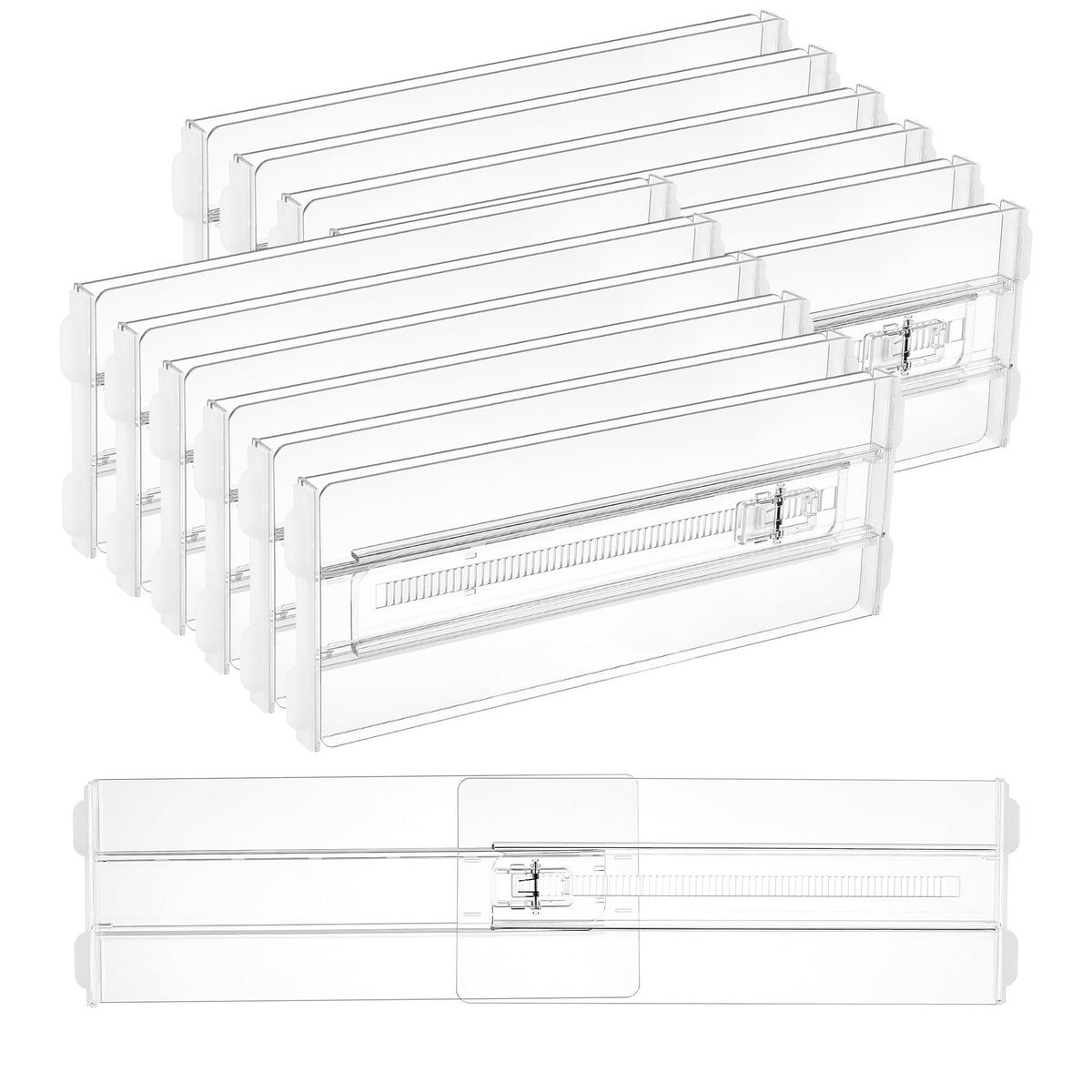 Vtopmart 4 Pack Drawer Dividers for Clothes, 4" High 10.2"-16.5" Adjustable Expandable Dresser Drawer Organizer, Clear Plastic Separators for Dresser, Baby Clothing, Underwear, Cosmetic, Toiletries