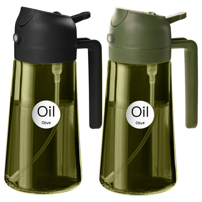 YARRAMATE 16 oz Dark Glass Olive Oil Sprayer & Dispenser, 2-in-1, Black