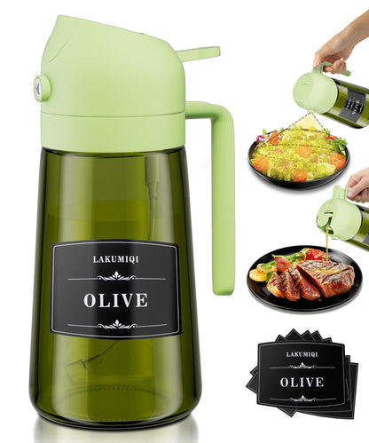 Oliver Oil Sprayer Dispenser for Cooking Bottle 16oz Dark Glass Black Green