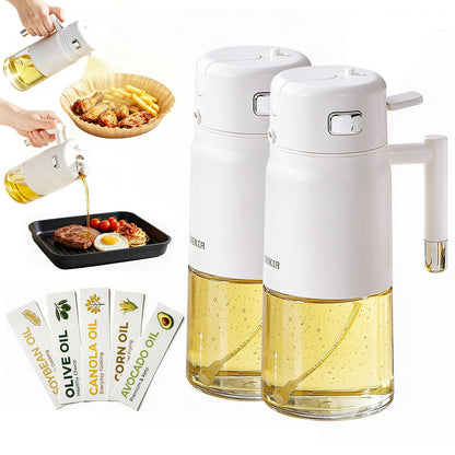 23.7oz /700ML Glass Olive Oil Sprayer for Cooking, 2-in-1 Oil Dispenser Bottle for Kitchen, Air Fryer, Salad, BBQ, Food Grade Spray Bottle with Portion Control