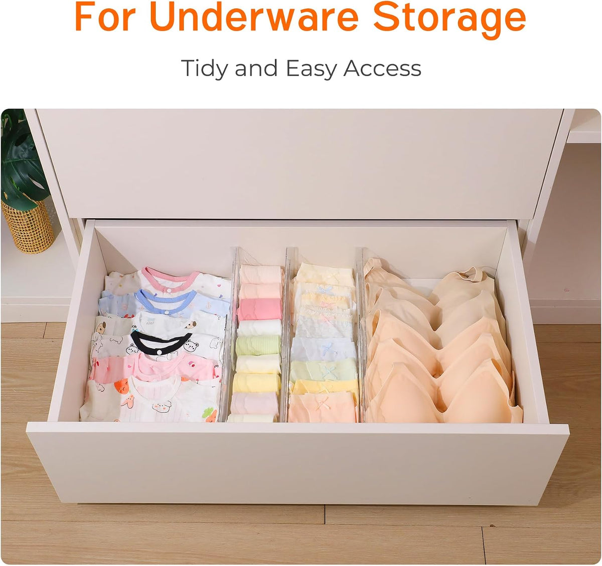 4 Pack 4" High Drawer Dividers for Clothes, 10.2"-16.5" Expandable