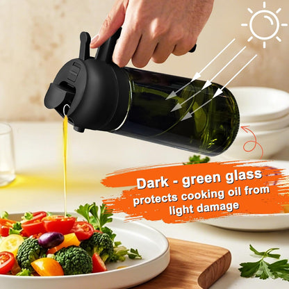 Olive Oil Sprayer for Cooking, 16oz Glass 2 in 1 Oil Dispenser Bottle