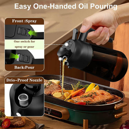 Oliver Oil Sprayer Dispenser for Cooking Bottle 16oz Dark Glass Black Green
