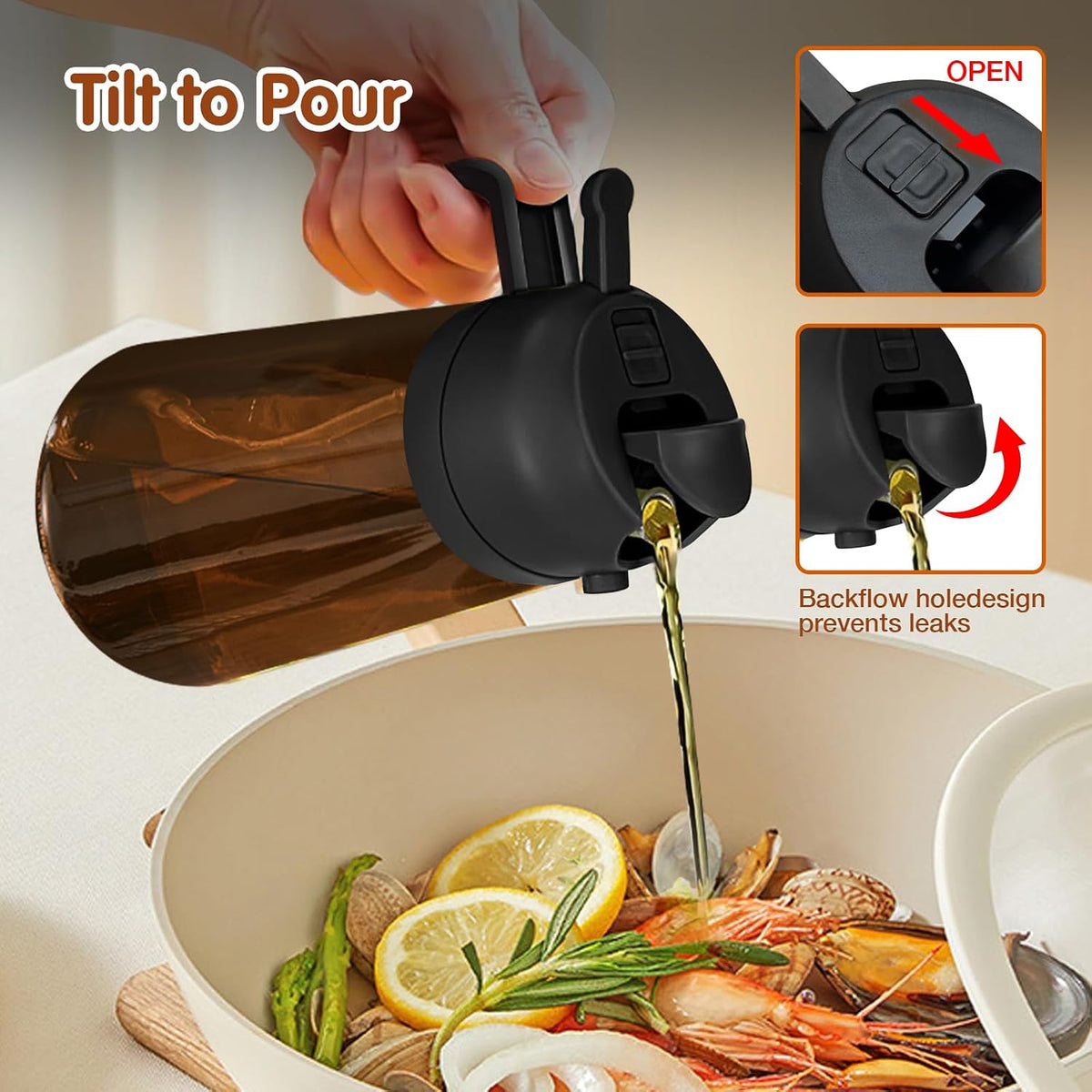 YARRAMATE 16oz/470ml Light Blocking Oil Sprayer for Cooking (Black)