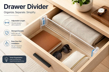 Drawer Dividers Organizer, 6 Pack, Adjustable 28-43 cm, White
