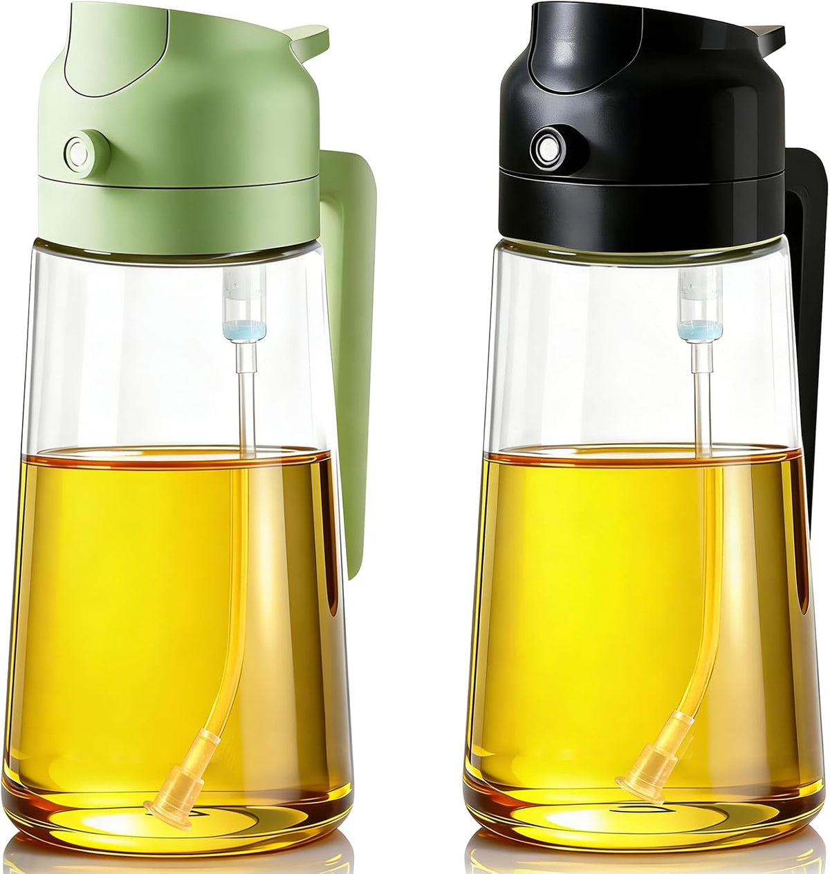 Oil Sprayer for Cooking, 2-in-1 Oil Mister & Dispenser Bottle for Air Fryer, Salad, BBQ, Kitchen Gadgets Accessories, 2 Pack