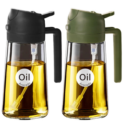 YARRAMATE 16 oz 2-in-1 Glass Olive Oil Sprayer for Cooking, Black&Navy