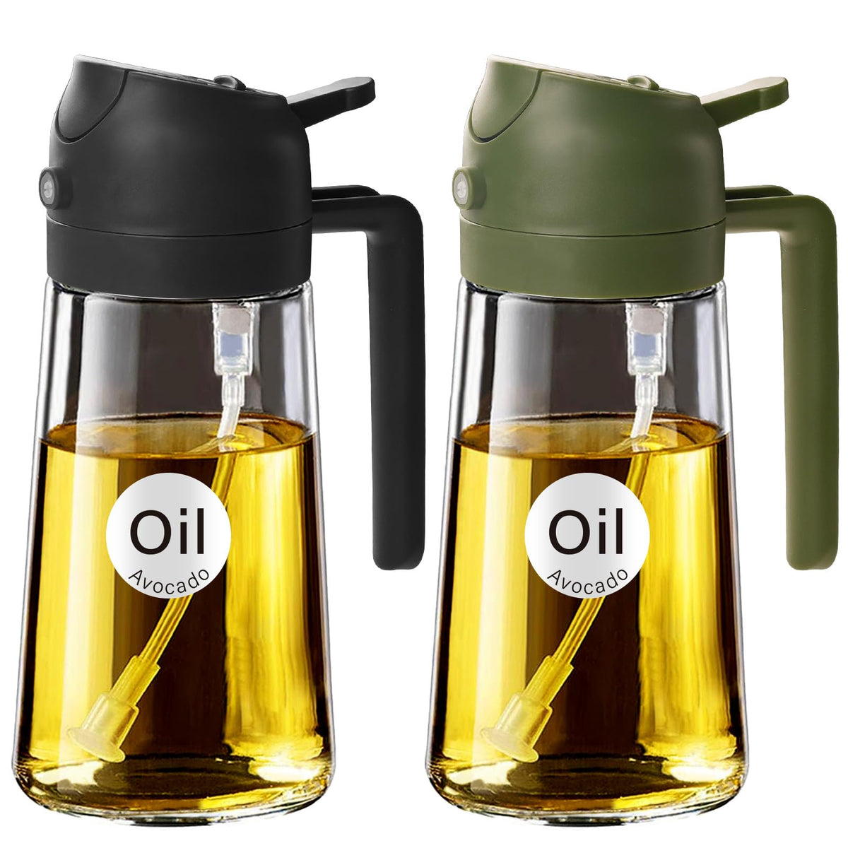 YARRAMATE 16 oz 2-in-1 Glass Olive Oil Sprayer for Cooking, Orange