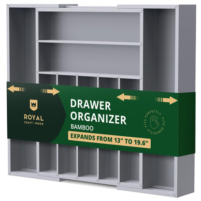 ROYAL CRAFT WOOD Luxury Bamboo Kitchen Drawer Organizer - Silverware Organizer, Utensil Holder & Cutlery Tray Drawer Dividers for Flatware (9 Slot, Natural)