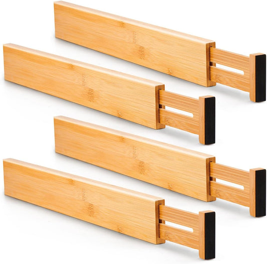 Utoplike 4 Pcs Bamboo Kitchen Drawer Dividers, Large Drawers Organizers