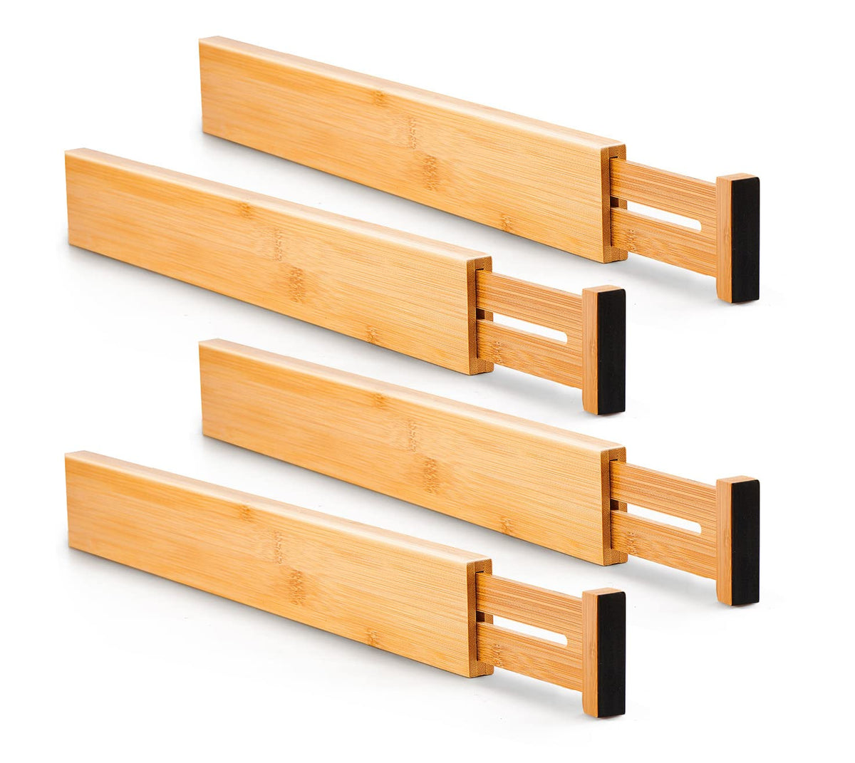 Utoplike 4 Pcs Bamboo Kitchen Drawer Dividers, Large Drawers Organizers
