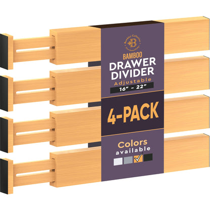 4-Pack Drawer Dividers 2.6-Inch High Dresser Organizer 16 to 22 Inch, Black