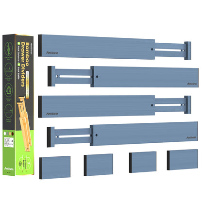 ANTOWIN 4 Pcs Expandable Bamboo Drawer Dividers, Fits 17.6-21.6" Drawers