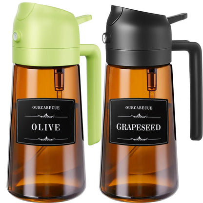 Olive Oil Sprayer & Dispenser Bottle for Cooking 16oz Dark Glass Oil Mister