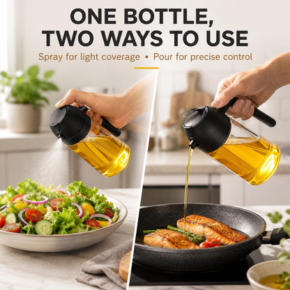 Oil Sprayer for Cooking, 2 in 1 Oil Dispenser and Sprayer