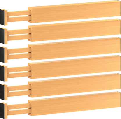 6-Pack Drawer Dividers 2.6-Inch High Dresser Drawer Organizer 16 to 22 Inch