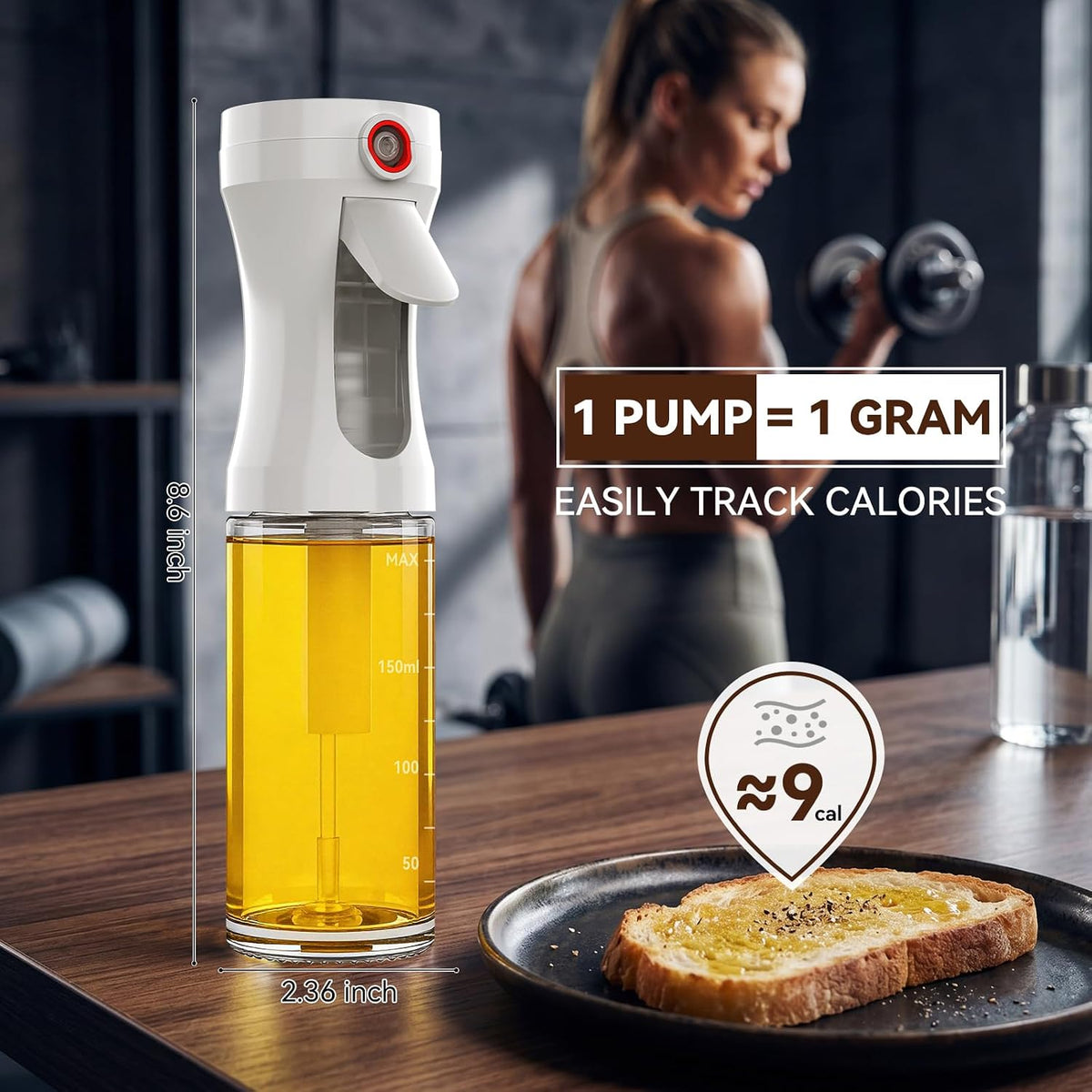 Olive Oil Sprayer for Cooking,Glass Oil Sprayer Mister Spray Bottle, 1g Per Press Oil Spritzer, Olive Oil Spray Bottle Dispenser for Air Fryer, Salad, Grilling, Kitchen Gadgets Essentials Tools