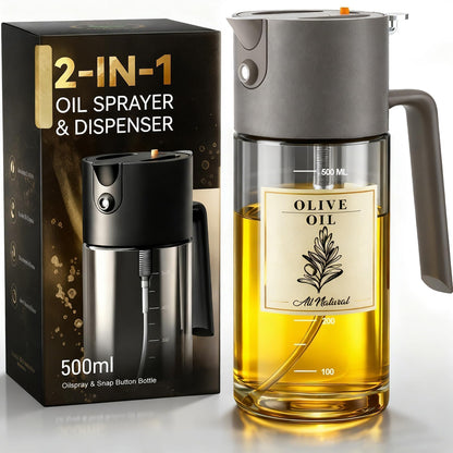 Costop Oil Sprayer for Cooking, 2025 Large Advanced Olive Oil Dispenser Bottle,500ml/17oz Glass Olive Oil Sprayer,2 in 1 Even Spray with Portion Control for Kitchen, Air Fryer, Salad, BBQ - White