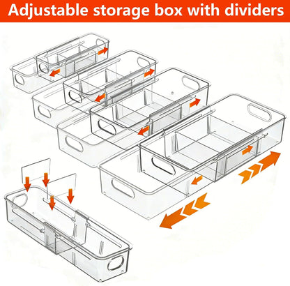 REBECAT 4 -Size Expandable Drawer Organizer 4 Pack Plastic Storage Bins