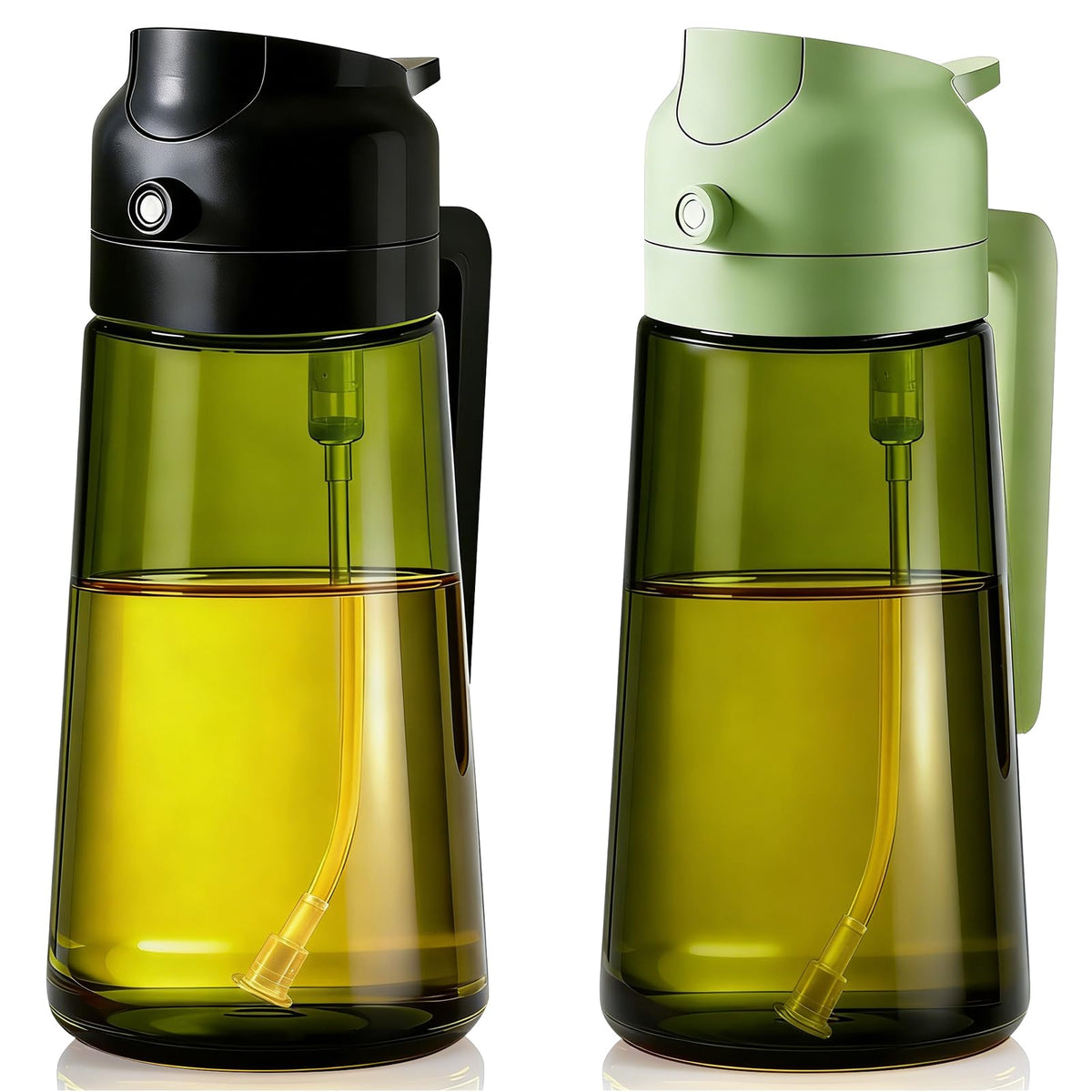 Olive Oil Sprayer & Dispenser Bottle for Cooking, Air Fryer, BBQ, and Salad – 2-in-1 Oil Mister Kitchen Accessory (Black)