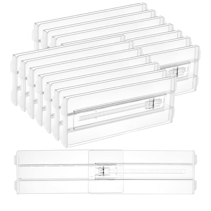 Vtopmart 8 Pack Shallow Drawer Dividers, 2.36" High 12.5"-20.8" Adjustable Expandable Kitchen Drawer Organizer, Clear Plastic Organizer Separators for Flatware, Utensil, Cutlery, Underwear, Clothes