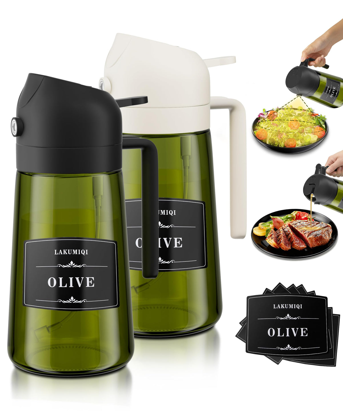 Oliver Oil Sprayer Dispenser for Cooking Bottle 16oz Green Glass Green