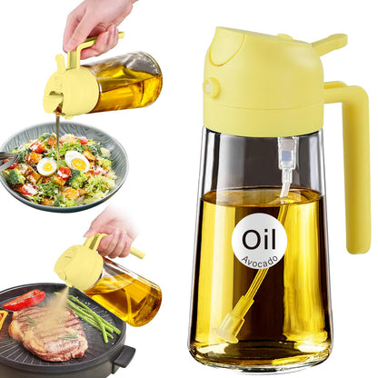 YARRAMATE 16 oz 2-in-1 Glass Olive Oil Sprayer for Cooking, Black
