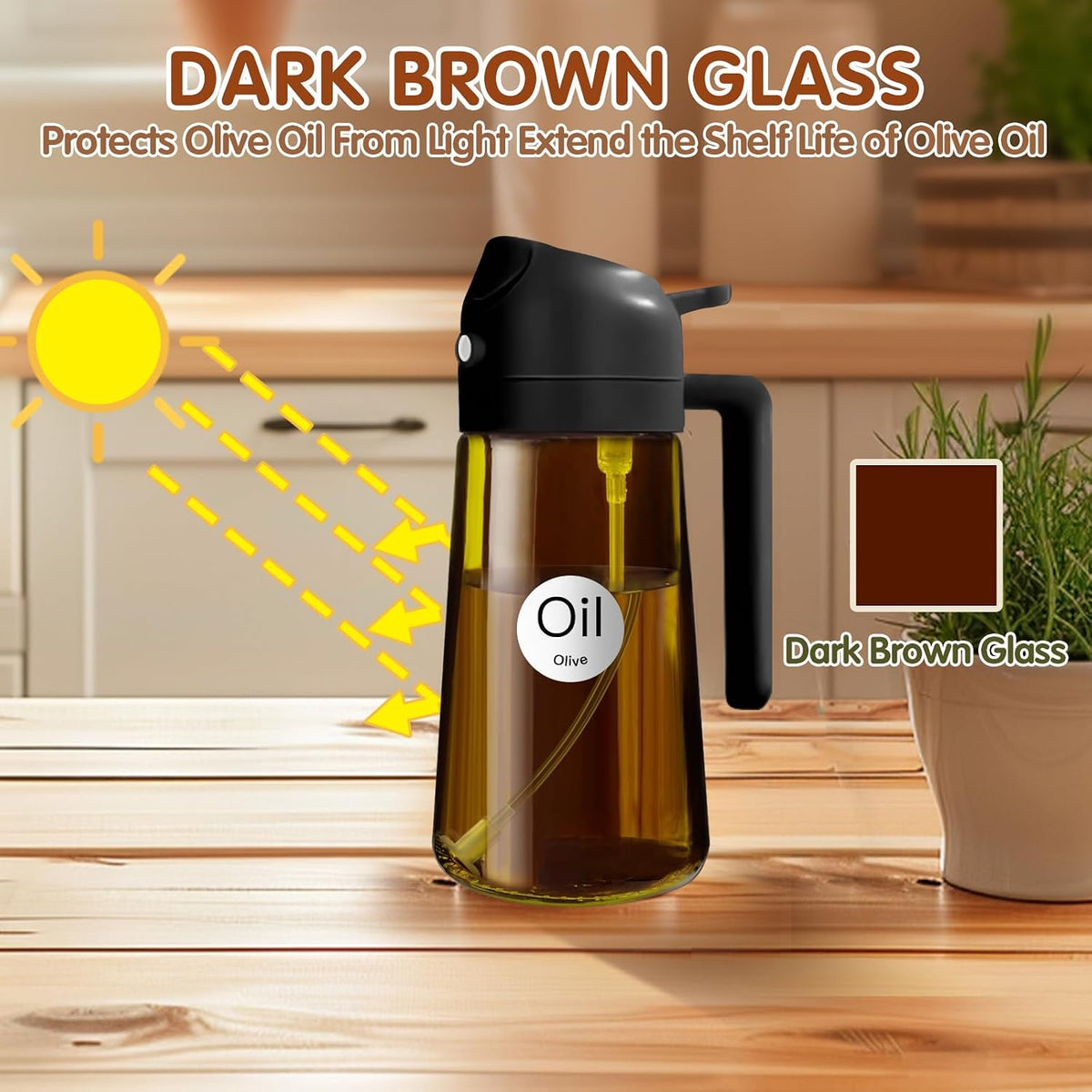 YARRAMATE 16oz/470ml Light Blocking Oil Sprayer for Cooking (Black)