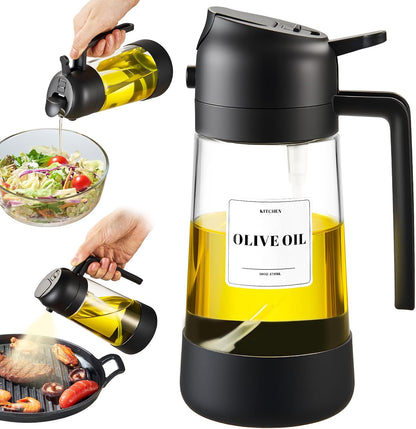 PARACITY Oil Sprayer for Cooking, 2-in-1 Dispenser Bottle, 16 oz, Black