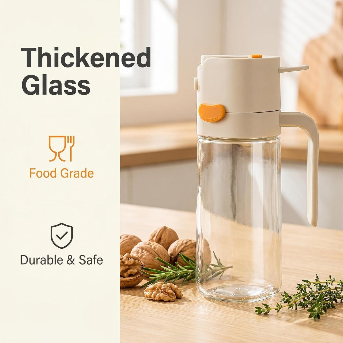 2-in-1 Glass Olive Oil Sprayer & Dispenser 530ml for Cooking
