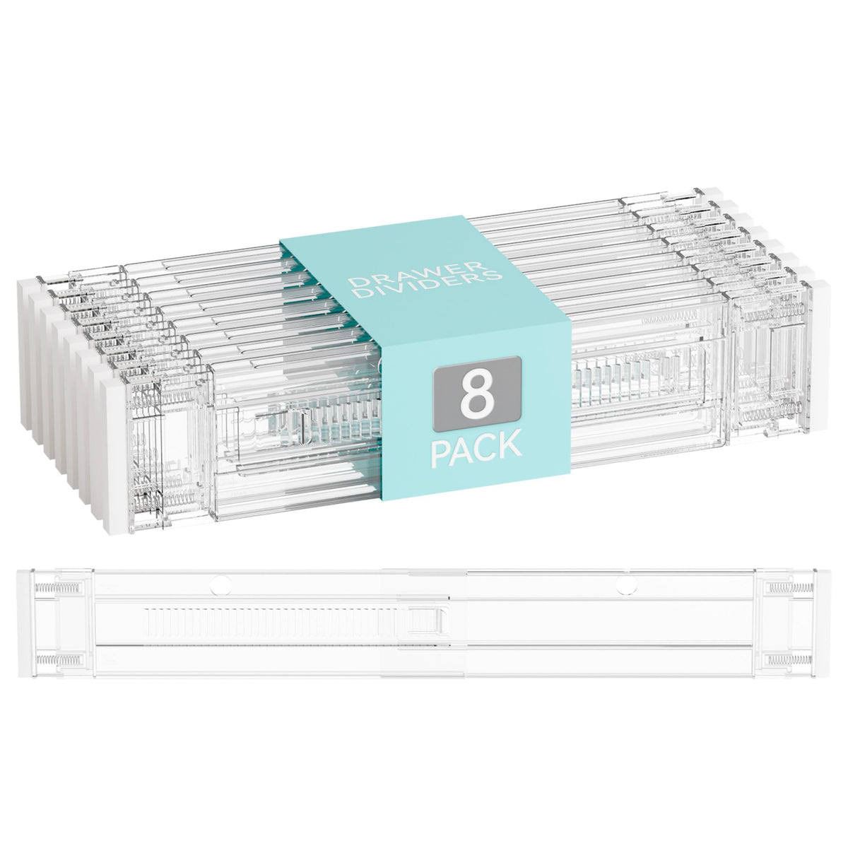 Yieach 4 Pack 3.2 Inch Shallow Acrylic Drawer Dividers for Clothes -Expandable from 15-21''- Adjustable Drawer Dividers for Baby Clothing,Sock,Underwear,Clear in Drawer Separators for Dresser,Kitchen