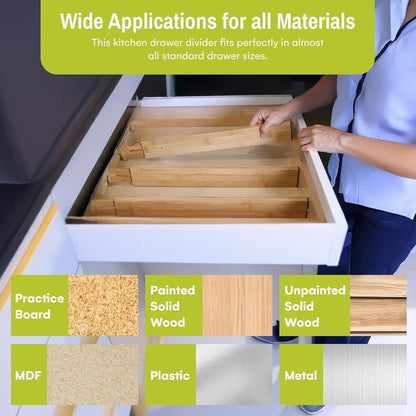 Purawood Living Bamboo Drawer Organizer Adjustable and Expandable Set of 4